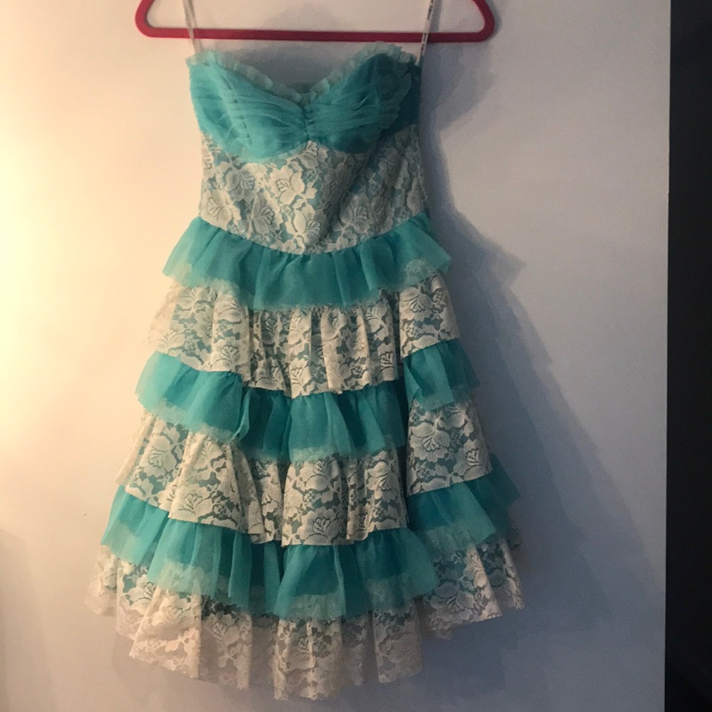 Betsey Johnson Ruffle Strapless Dress